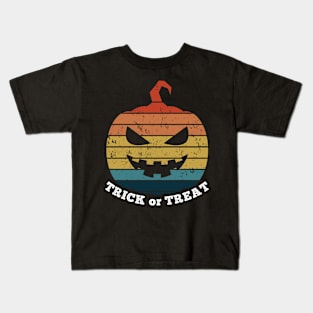 Trick or Treat Retro Sunset Pumpkin Kids T-Shirt